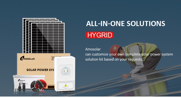 Amosolar Residential Hybrid On-Off Grid Solar System for Home 5kw 10kw 15kw 20kw 30kw
