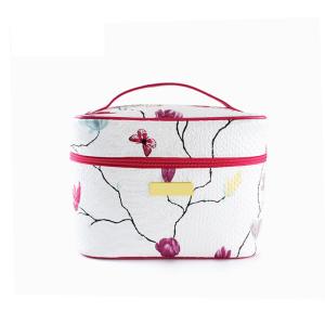 Wholesale Floral Round Cylinder Bucket Travel Toiletry Bag from china suppliers