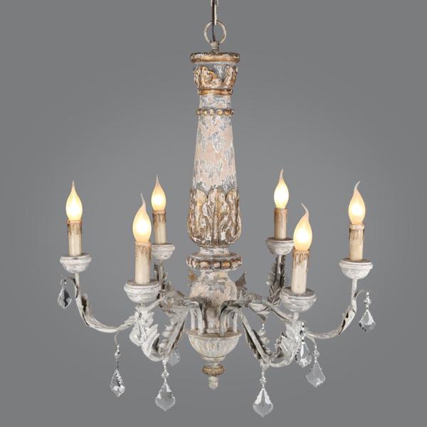 Wood Bead chandelier lighting lustre bois for country farmhouse rustic