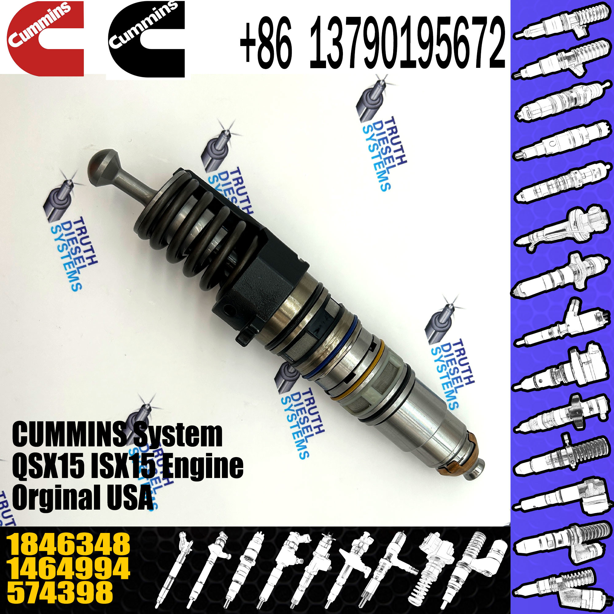 4954646 Genuine Diesel Engine Common Rail QSX15 Fuel Injector 4076963 4903028 570016 1521978