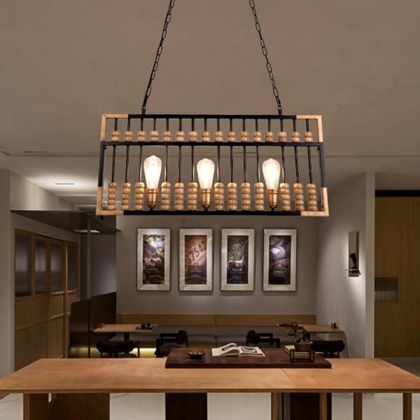 Industrial Vintage Loft Wood Abacus Chandelier Restaurant Coffee Shop Bar