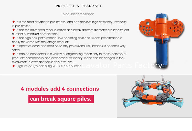 Modularized 600mm-2500mm Round pile Hydraulic Pile Breaker cutting concrete foundation machinery for excavators or crane