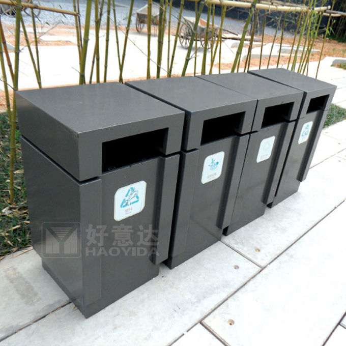 Square 15gal Single Steel Outdoor Trash Can With Logo
