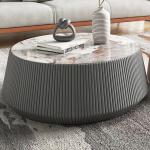 Microfiber Leather Round Rock Coffee Table Luxury Style ODM