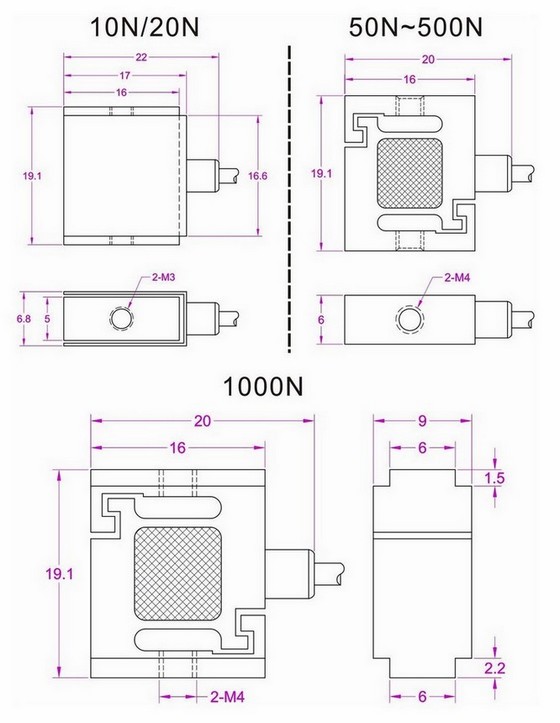 miniature s type load cell 20kg