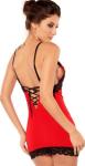 Sexy red chemise black lace bra lingerie