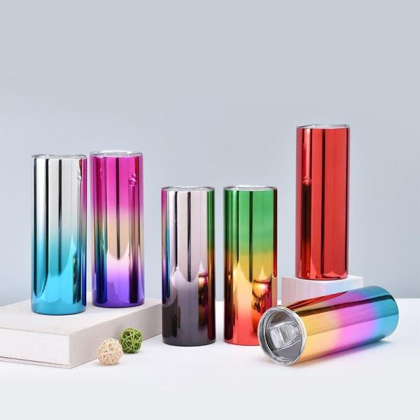 600ml Red Metallic Drink Ware Custom 20 Oz Stainless Steel Tumbler Skinny