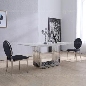 Wholesale Width 39inch Stainless Steel Kitchen Table Set Artificial Marble Top Dining Table from china suppliers
