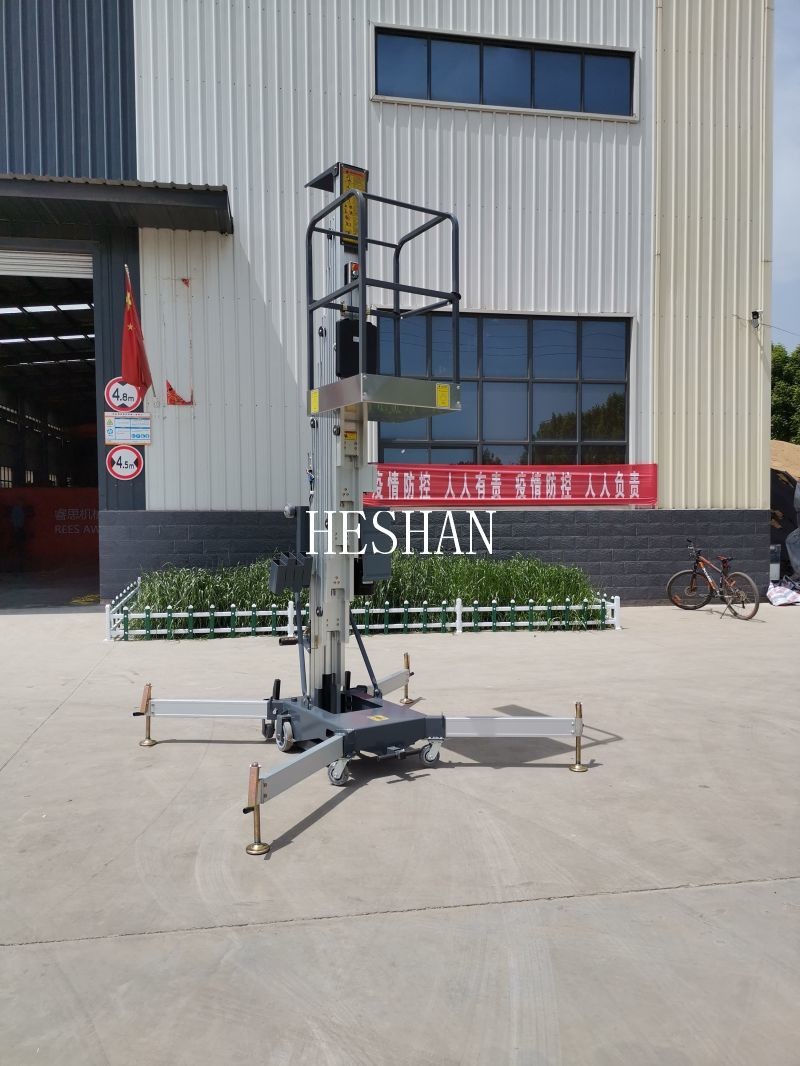 AC Powered Single Mast Lift Aluminum Alloy Hydraulic Lifting Platform