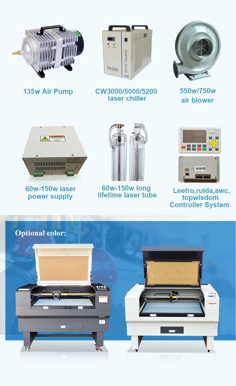 80W - 150W CO2 Laser Engraving Machine For MDF Wood Acrylic Granite Stone Paper Fabric