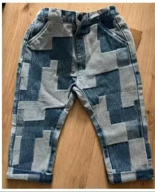 Irregular Checker Jacquard Printed Fabric Non Elastic Denim For Kids Jean Skirt