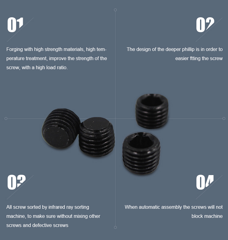 3mm-100mm Cup Point Alloy Steel HEX Socket Set Black Oxide Polish Zinc Plated Screws