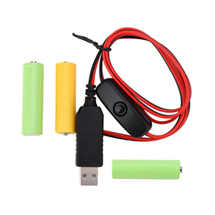 1.5v 3v 4.5v 6v LR6 AA LR03 AAA Battery Eliminator Replace USB Switch ON OFF Power Charger Cable for LED Light Electronic Toys