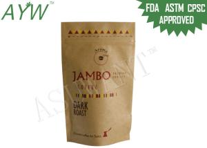 Wholesale Reclosable Brown Kraft Paper Zipper Bags Foil Liner For Aroma Cafe Beans from china suppliers