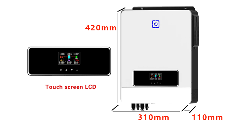 5Kw 48V 230Vac Solar Inverter + High Pv Input 500Vdc 100A Mppt Solar Charger + Battery Charger Solar Hybrid Inverter Battery