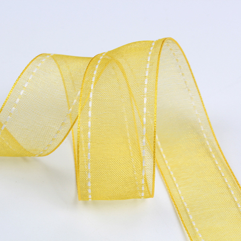 25mm|38mm Stitched Edge Polyester Organza Ribbon for Flower Gift Packing