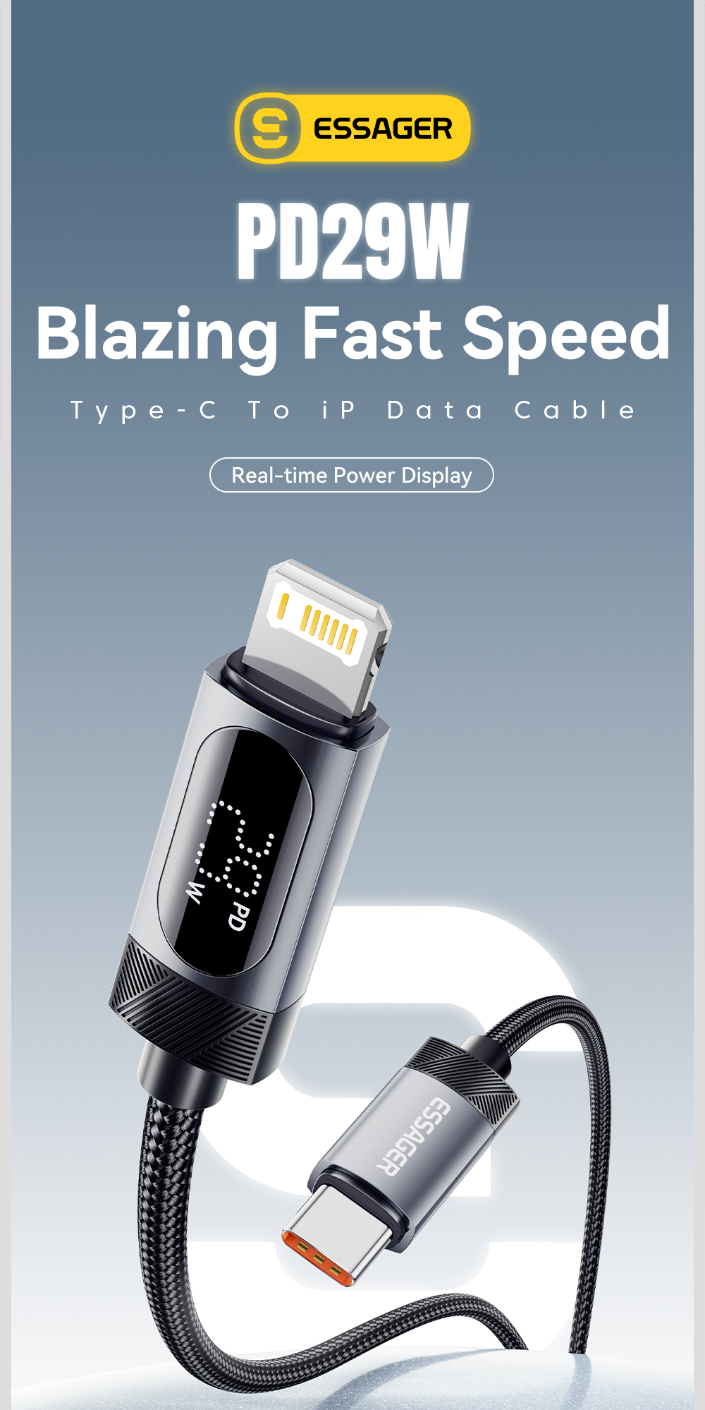 ESSAGER ES-X64 Series 29W USB-C to Lighting Charging Cord Data Cable