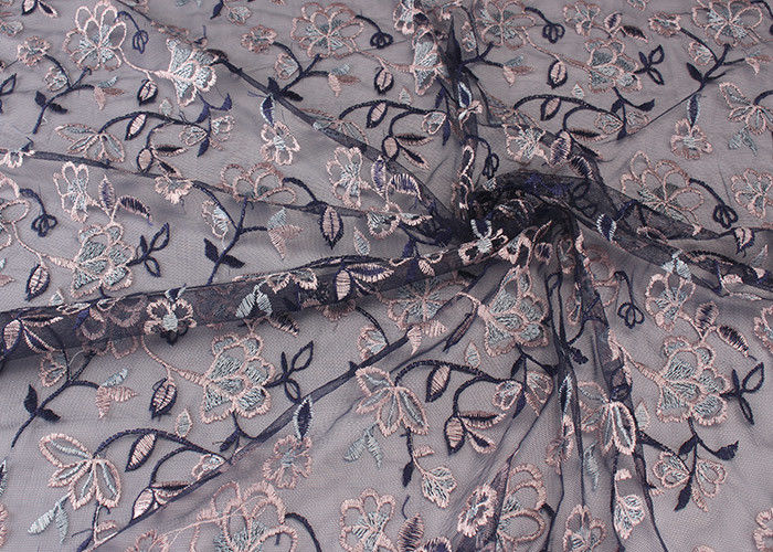 51'' Embroidered Mesh Lace Polyester Tulle Fabric Anti - pilling Wear - resistant