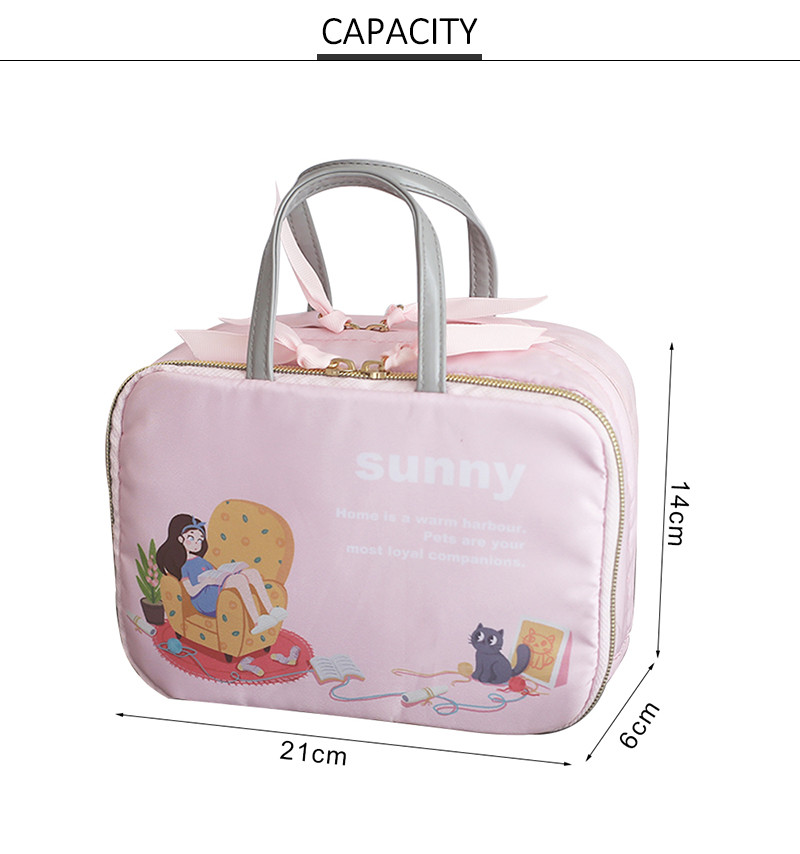Zipper Closure Cartoon Polyester Travel Toiletry Organizer