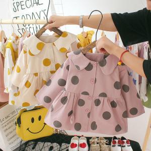 Wholesale Pink Lapel 110CM Spring Children'S Clothing Coat Polka Dot Pattern from china suppliers