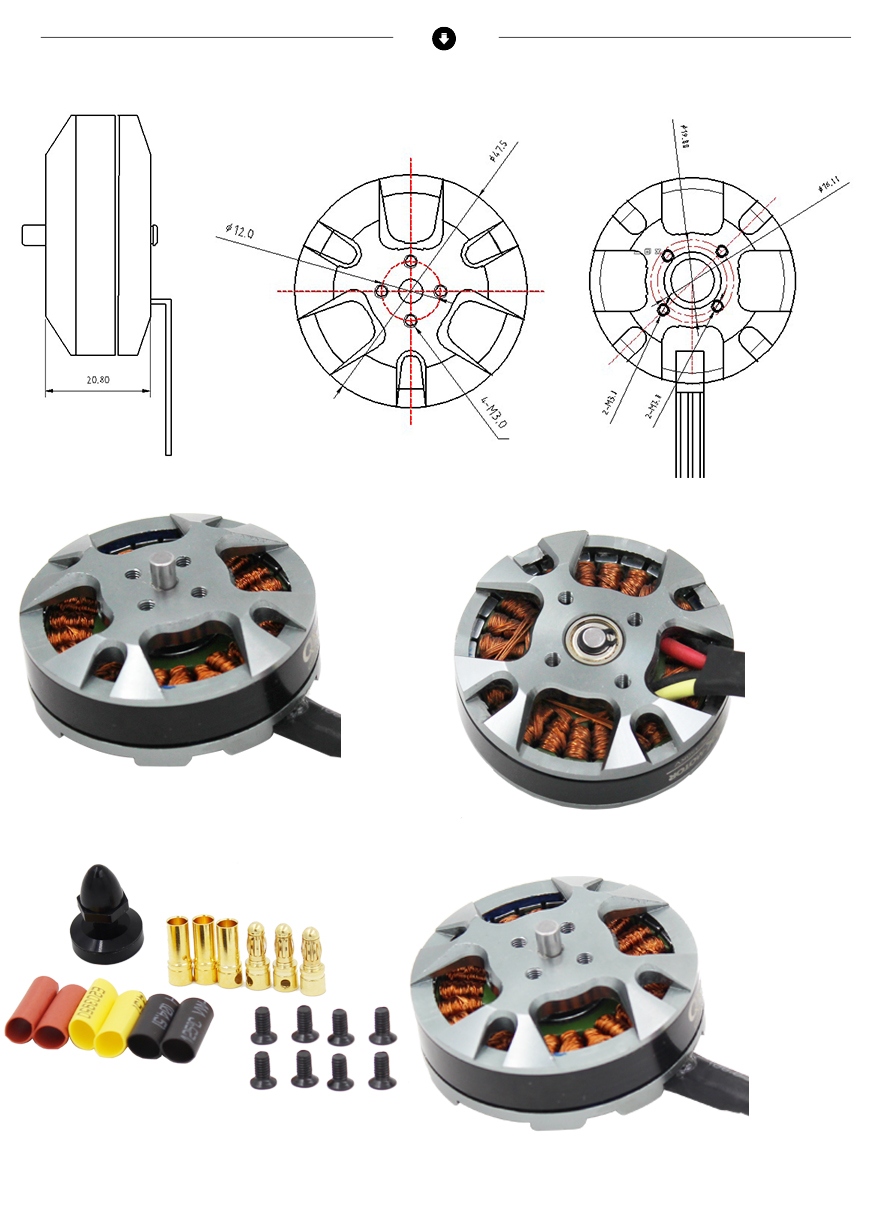 Rc small helicopter multicopter Brushless motor 5006 350kv 0utrunner dc Motor