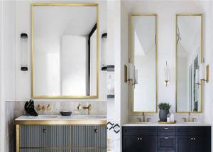 Wholesale Silver Framed Bathroom Mirrors Flower Grain Color Punch Free Installation from china suppliers