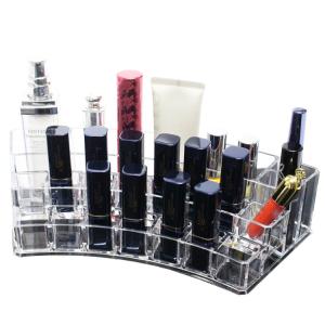 Wholesale Transparent Cosmetic Makeup Organizer for Lipstick, Brushes Curve Clear Storage Case Display Holder from china suppliers