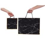 Custom Print Luxury Eco Marble Black Gold Boutique Gift Carry Paper Bags for