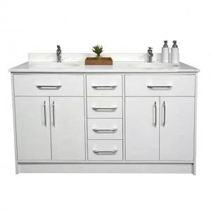 China White 60 Inch Hotel Room Cabinets Double Sink Floor Mounted Cabinets Custom on sale