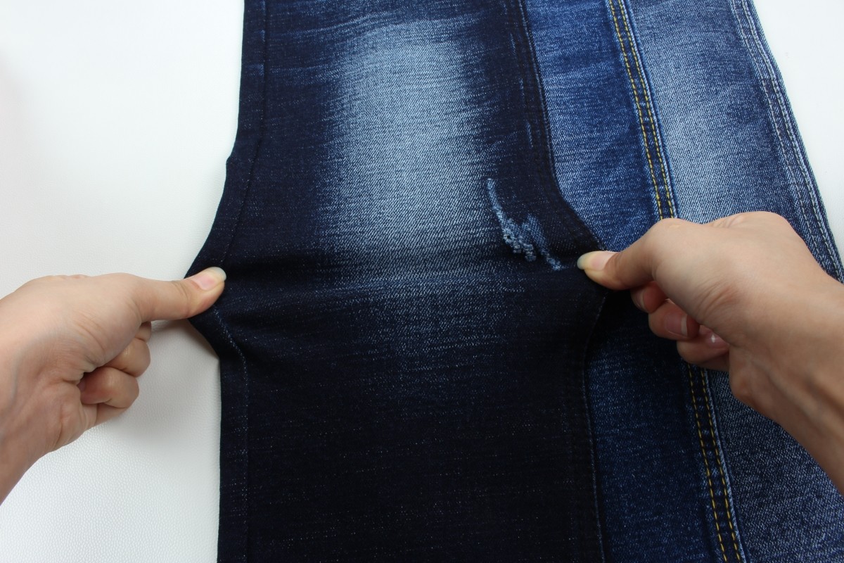 Wholesale 13.3 Oz Dark Blue TR Weft Slub Denim Pants Fabric