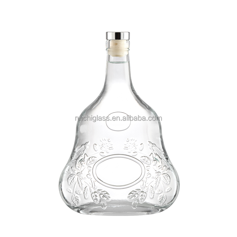 500ml Vodka Glass Bottles with Embossed Pattern and Cork