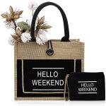 Printed Shopping Jute Tote Bags Organic Burlap Beach Bag