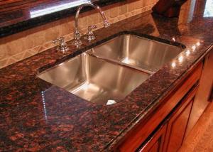 Modern Brown Granite Slab Countertops Kitchen Cabinet Full Bullnose Edging