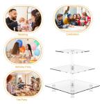 3 Tier Square Design Clear Acrylic Dessert Tower Holder Display For Weddings