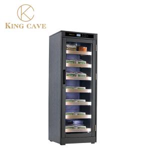 Wholesale Luxurious Gray Wood Shelves Cigar Humidor Cabinet With Glass Door from china suppliers