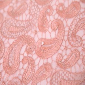 Wholesale Retail peach 51-52&quot; embroidery beaed lace fabric for wedding/ party dress from china suppliers