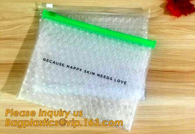 Holographic Zipper Slider Zip Lock Bubble Bag,Cosmetic Zipper Bag/Rose Gold Slider Bubble Bag with Logo,Slider Bubble Zi