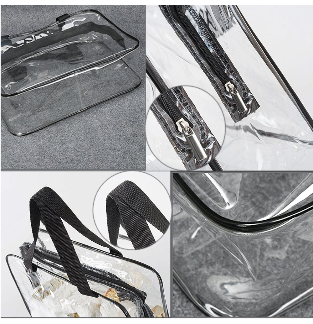 6 Pack Clear PVC Toiletry Pouch Bag With Handle