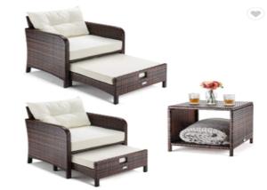Wholesale Metal Frame Outdoor Garden Pp Rattan Wicker Chair And Table Set With Stool from china suppliers