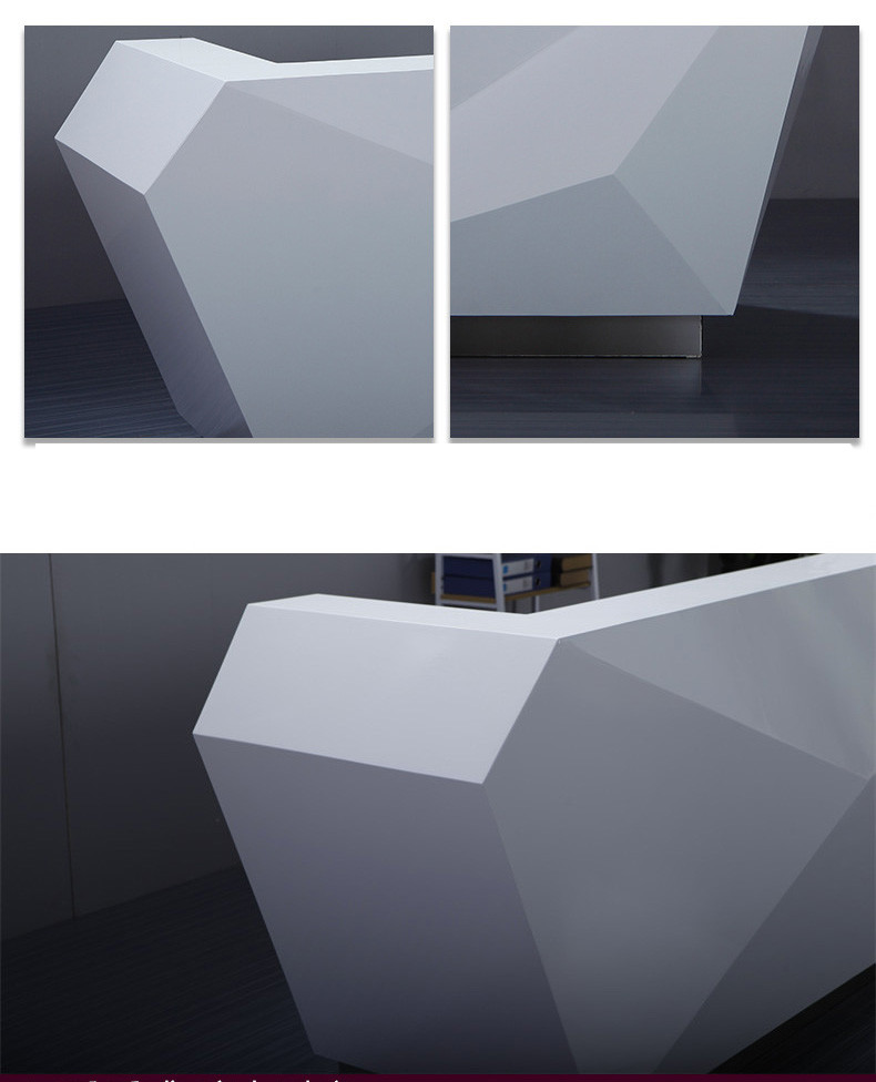 Special Shape Manager Office Furniture White Counter For Company / Hotel Front Desk