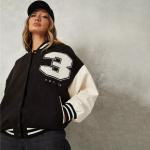 Women 'S Loose Drop Shoulder Baseball Jacket 90% Cotton 10% Polyester Garment