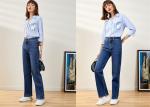 Wide Leg Dark Wash Womens Denim Jeans , XS - XXL High Waist Flare Jeans