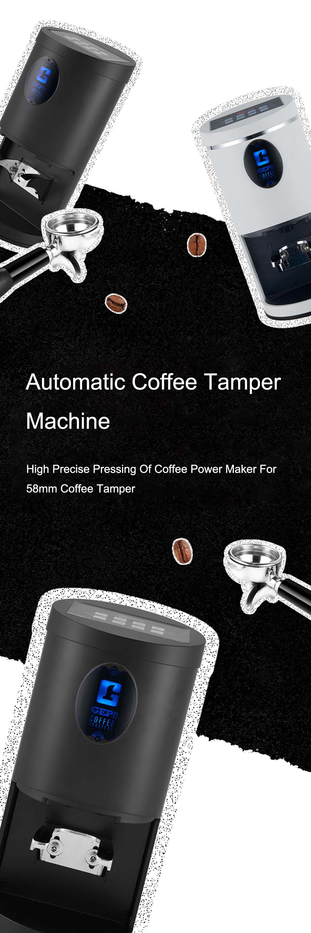 Aluminum Alloy Metal 58mm Electric Coffee Powder Press Machine with Automatic Tamper