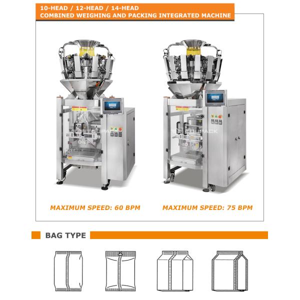10/14 Hoppers Multihead Weigher Pellet Packing Machine Plastic Bags Vertical Multi Head Weigher Packing Machine