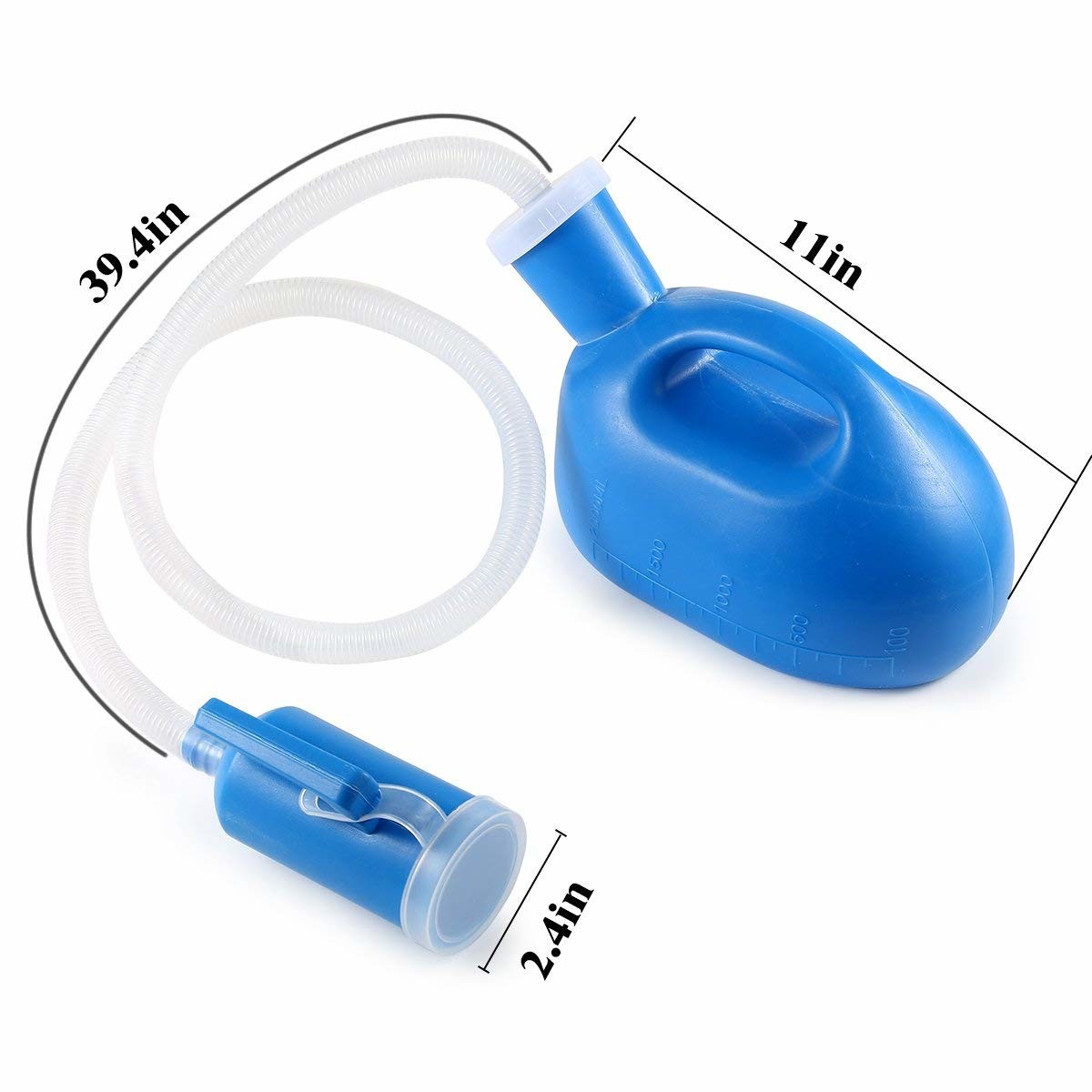 Portable male urinal with lid, Men's urinal,Re-Useable male urine bottle,disposable medical urinal 2000ml,Blue,