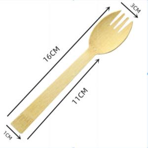 Wholesale 16cm Disposable Bamboo Cutlery Biodegradable Sporks Bulk For Cake Salad from china suppliers