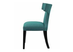 Wholesale OEM Mid Century Upholstered Fabric Covered Dining Chairs With Nailhead Trim Teal from china suppliers