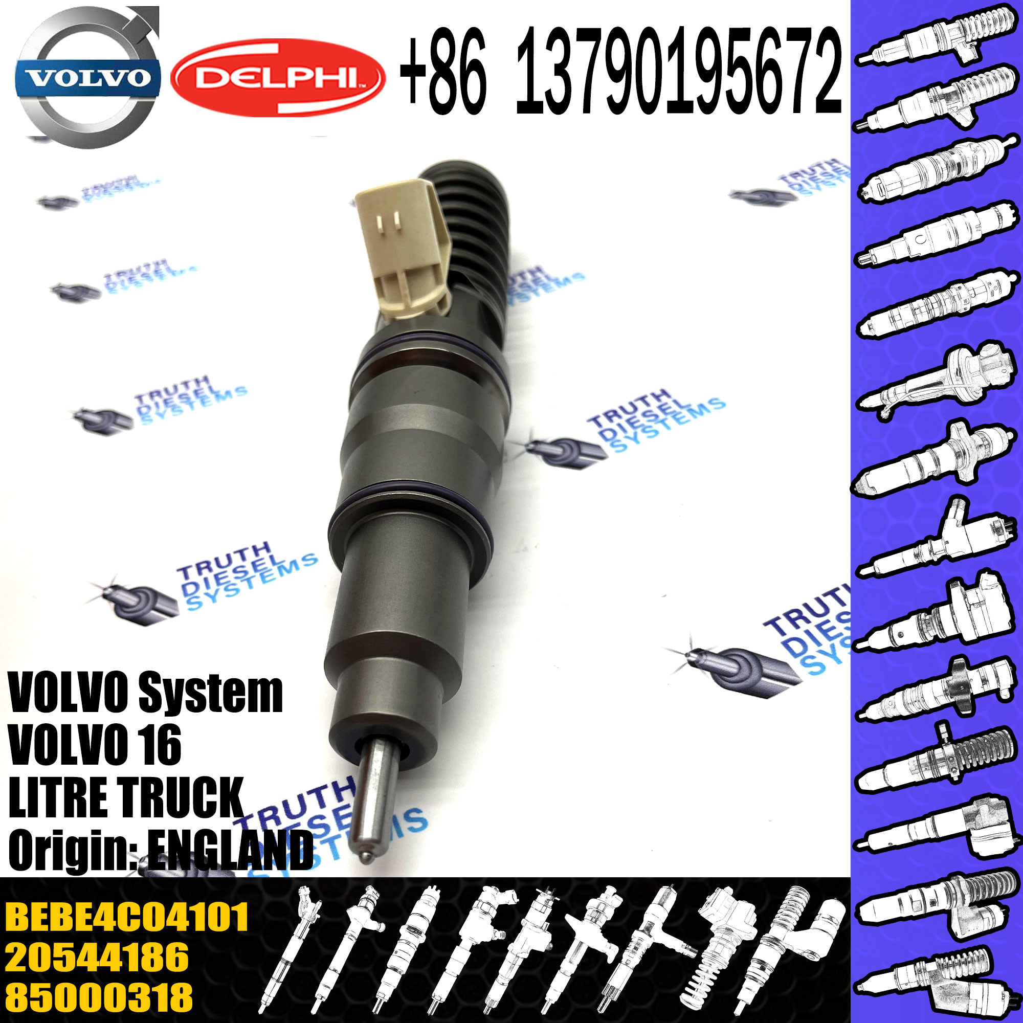 Direct Sale Diesel Fuel Injector 20544186 85000318 BEBE4C04101 For VOL 16 LITRE TRUCK