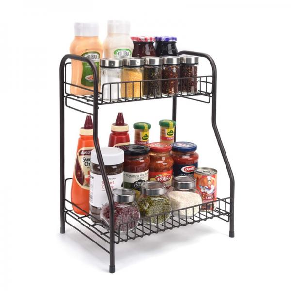 Quality Kitchen Spice Organizer 2Wire Baskets Home Display Rack For Bottles for sale