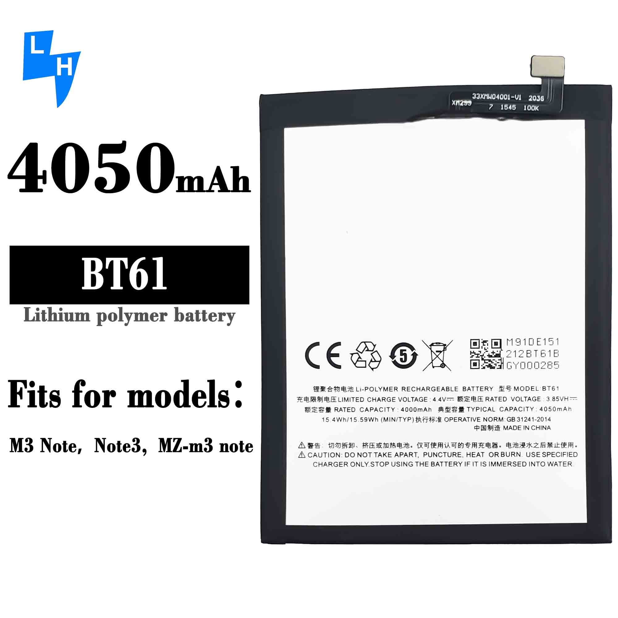 White 4050mAh BT61 Mobile Phone Battery for MEIZU M3 Note 3 The Perfect Replacement